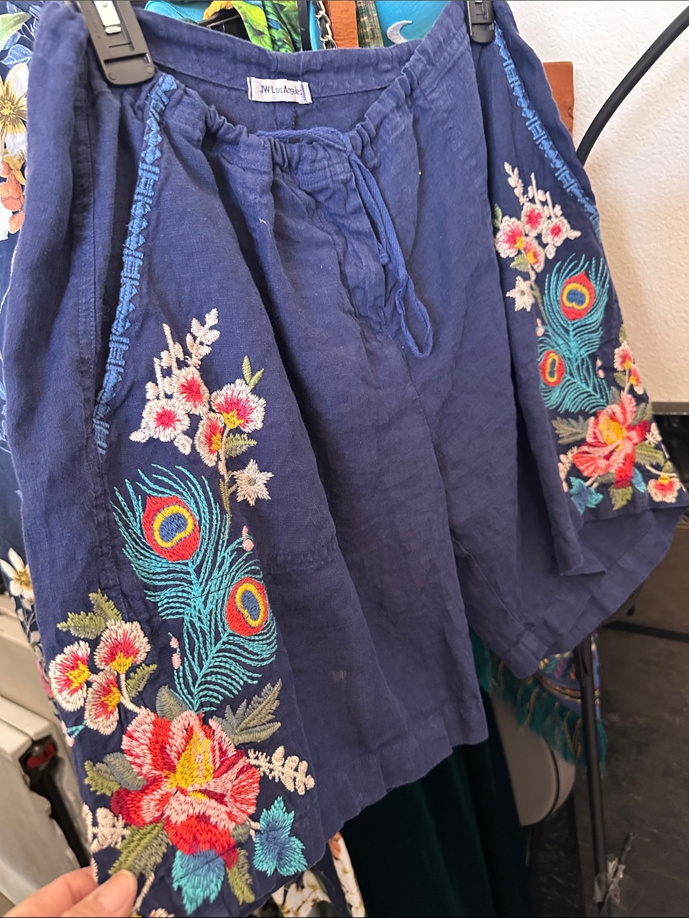 Free People Navy Blue Embroidered Photo looks fade blue but are dark blue